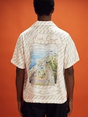Reiss x McLaren F1 Team White Multi Monte Carlo Exclusive Cuban Collar Shirt - Image 4 of 7