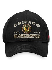 Fanatics Unisex 100% Cotton NHL Chicago Blackhawks Heritage Unstructured Adjustable Black Cap - Image 2 of 3