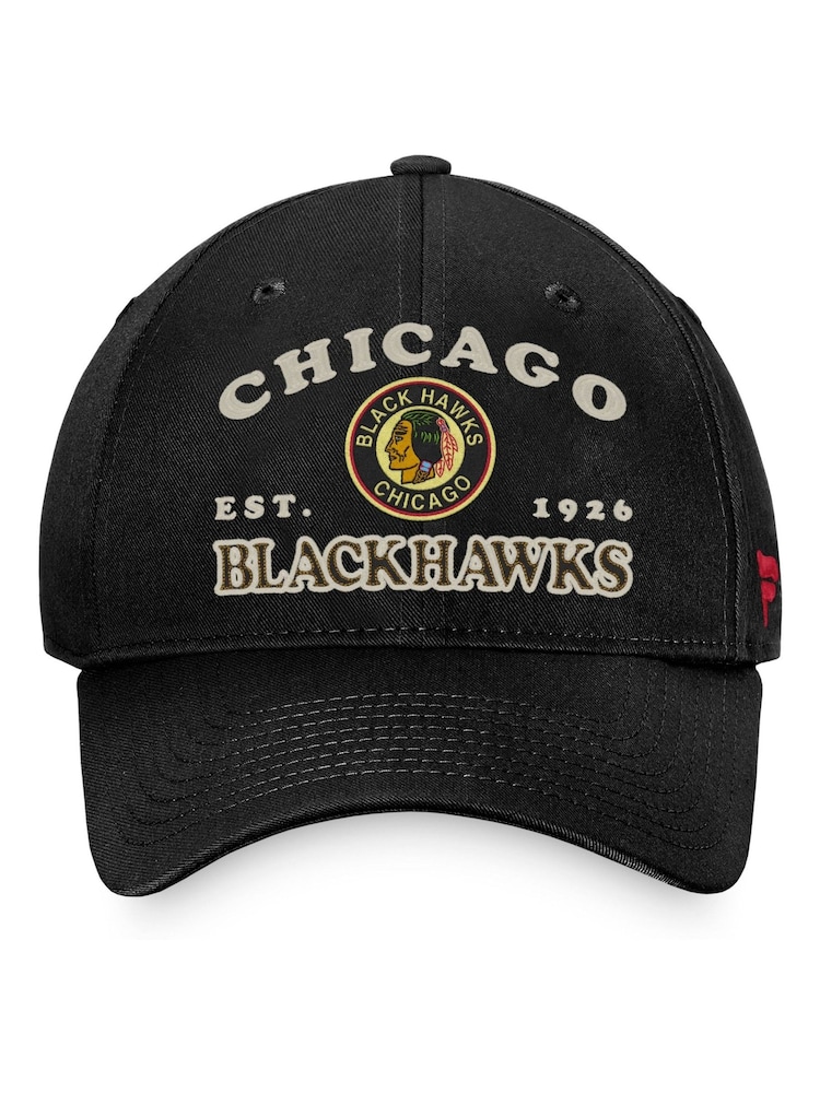 Fanatics Unisex 100% Cotton NHL Chicago Blackhawks Heritage Unstructured Adjustable Black Cap - Image 2 of 3 Fanatics Unisex 100% Cotton NHL Chicago Blackhawks Heritage Unstructured Adjustable Black Cap - Image 2 of 3