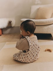 Tan Brown/Cream Floral Baby Dungarees and Bodysuit Set (0mths-2yrs) - Image 2 of 11