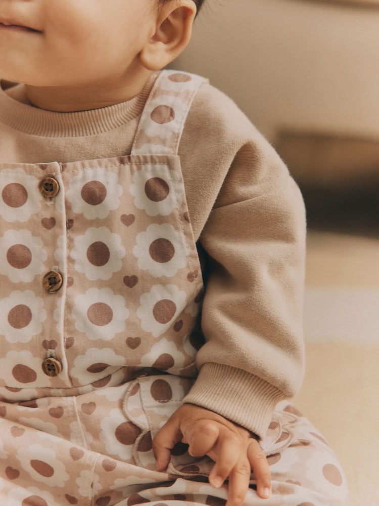 Bronz Maro/Cream Floral  - Set Bebeluși body și salopetă (0ms-2yrs) - Image 3 of 11