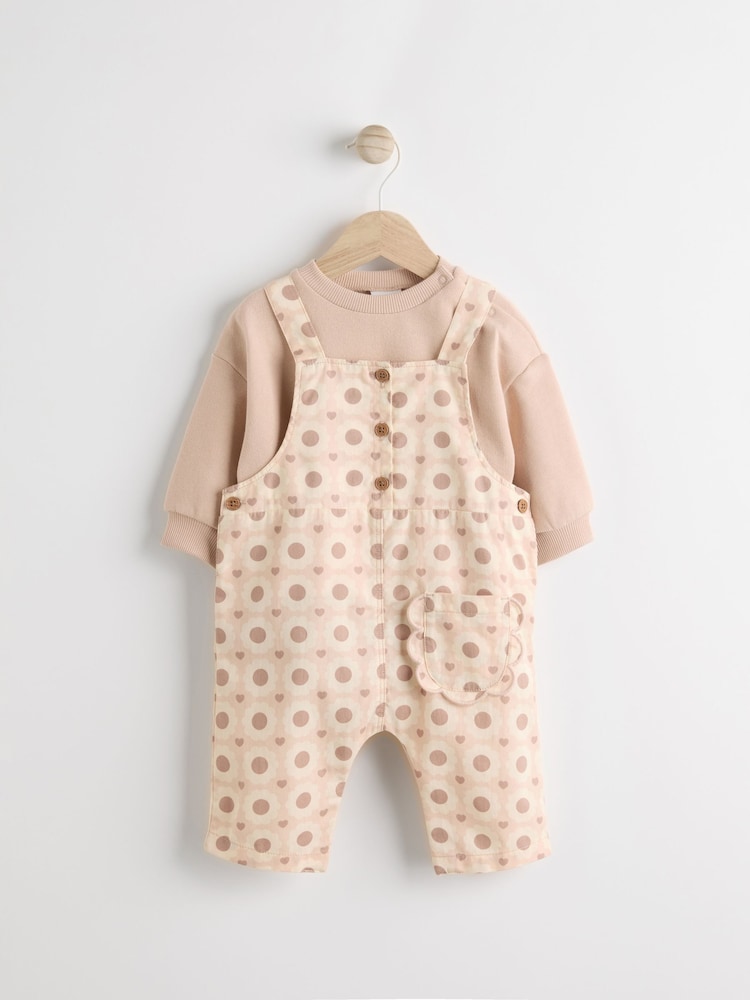 Bronz Maro/Cream Floral  - Set Bebeluși body și salopetă (0ms-2yrs) - Image 4 of 11