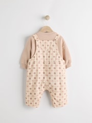 Tan Brown/Cream Floral Baby Dungarees and Bodysuit Set (0mths-2yrs) - Image 5 of 11