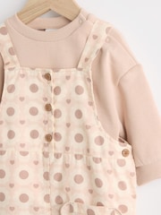 Tan Brown/Cream Floral Baby Dungarees and Bodysuit Set (0mths-2yrs) - Image 7 of 11