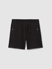 Reiss Black Etienne Ribbed Elasticated Waist Shorts - Image 2 of 6