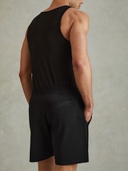 Reiss Black Etienne Ribbed Elasticated Waist Shorts - Image 5 of 6