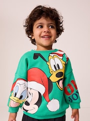 Green Christmas Mickey Mouse Crew Neck Sweatshirt (3mths-8yrs) - Image 1 of 8