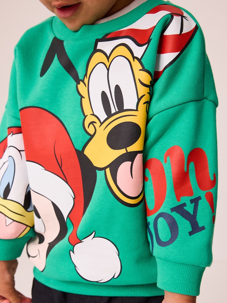 Green Christmas Mickey Mouse Crew Neck Sweatshirt (3mths-8yrs) - Image 4 of 8