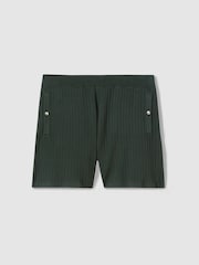 Reiss Dark Green Etienne Ribbed Elasticated Waist Shorts - Image 2 of 6