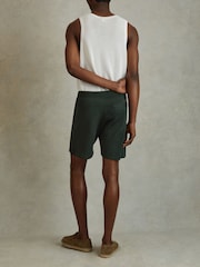 Reiss Dark Green Etienne Ribbed Elasticated Waist Shorts - Image 5 of 6