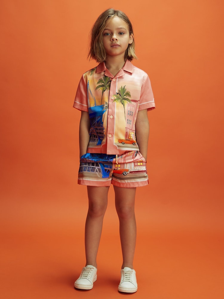 Reiss x McLaren F1 Team Pink Multi Senior McLaren F1 Miami Drawstring Shorts - Image 1 of 7