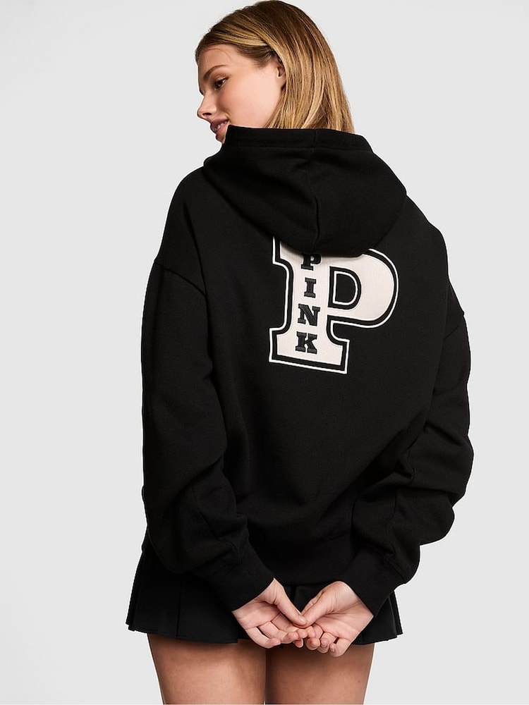 Victoria's Secret PINK Black Zip Up Fleece Hoodie - Image 3 of 3