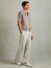 Reiss Stone Christophe Ribbed Dual Zip-Front Shirt - Image 3 of 6
