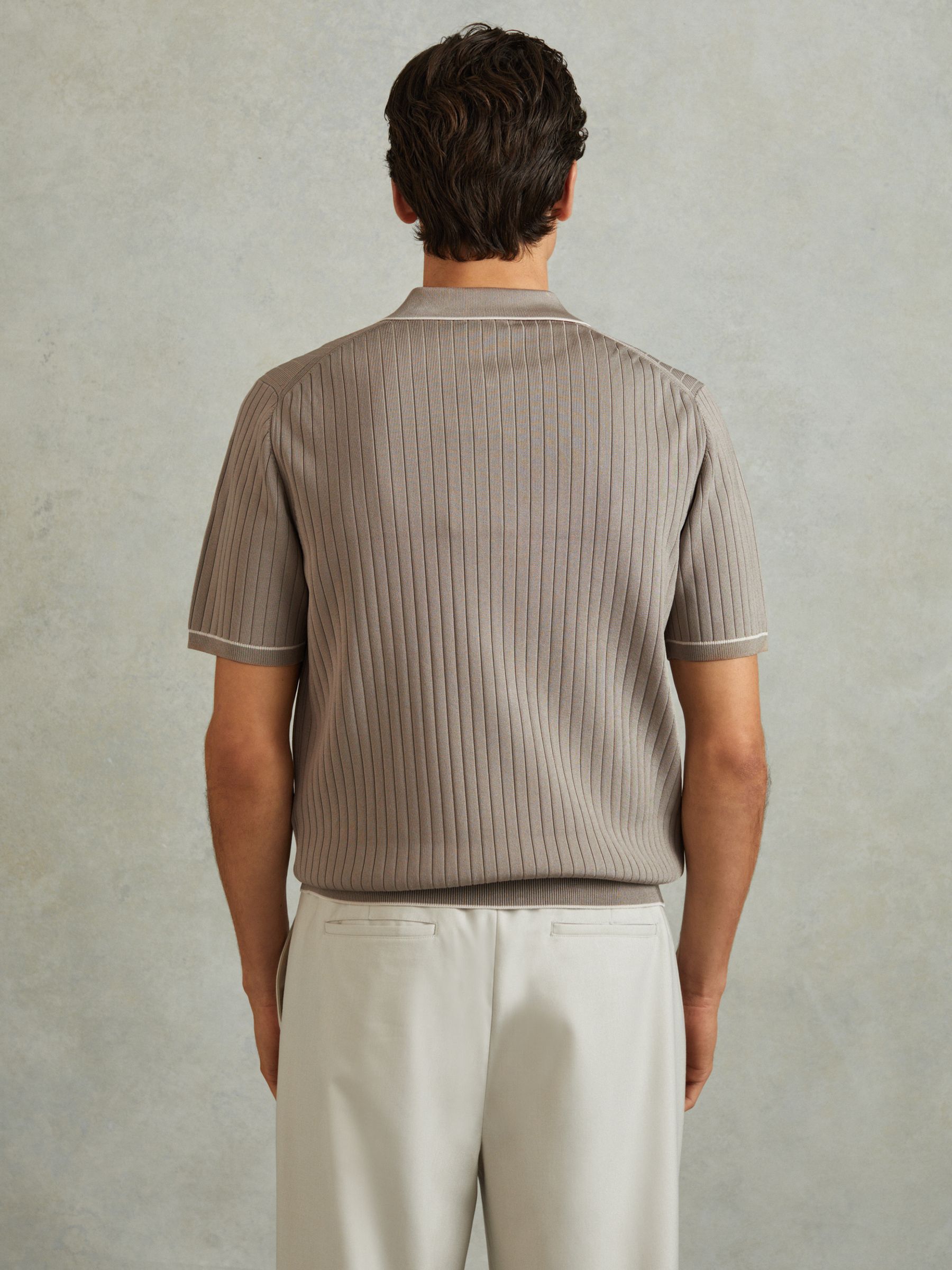 Buy Reiss Stone Christophe Ribbed Dual Zip-Front Shirt from Next
