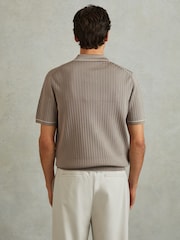 Reiss Stone Christophe Ribbed Dual Zip-Front Shirt - Image 5 of 6