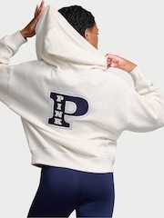 Victoria's Secret PINK Heather Oatmeal Beige Zip Up Fleece Hoodie - Image 2 of 3