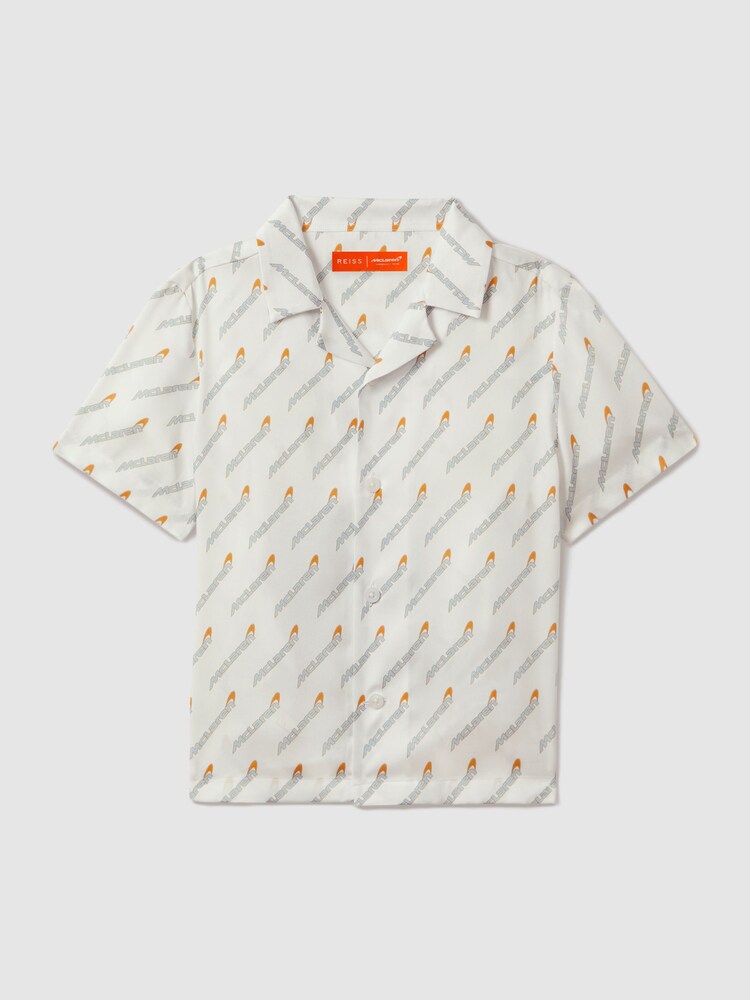 Reiss x McLaren F1 Team White Multi 9-13 yrs McLaren F1 Monte Carlo Cuban Collar Shirt - Image 2 of 6