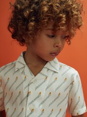 Reiss x McLaren F1 Team White Multi 9-13 yrs McLaren F1 Monte Carlo Cuban Collar Shirt - Image 4 of 6
