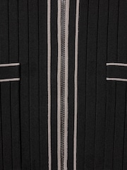 Reiss Black Christophe Ribbed Dual Zip-Front Shirt - Image 6 of 6