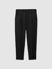 Reiss Black Com Relaxed Cropped Trousers with Turned-Up Hems - Image 2 of 5