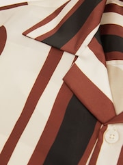 Reiss Rust/Navy Tom Relaxed Printed Cuban Collar Shirt - Image 6 of 6
