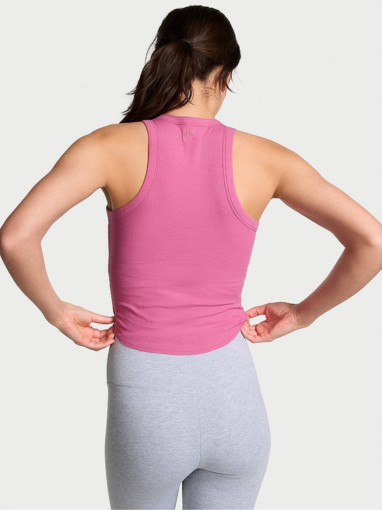 Victoria's Secret PINK Pink Violet High Neck Shrunken Rib Tank Top - Image 2 of 2 Victoria's Secret PINK Pink Violet High Neck Shrunken Rib Tank Top - Image 2 of 2