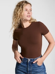 Victoria's Secret PINK Ganache Brown Cotton T-Shirt - Image 1 of 3