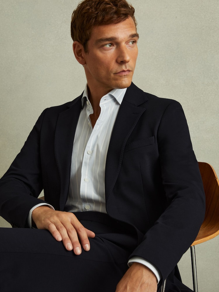 Reiss Navy Trial Single Breasted Jersey Suit Blazer - Image 1 of 6