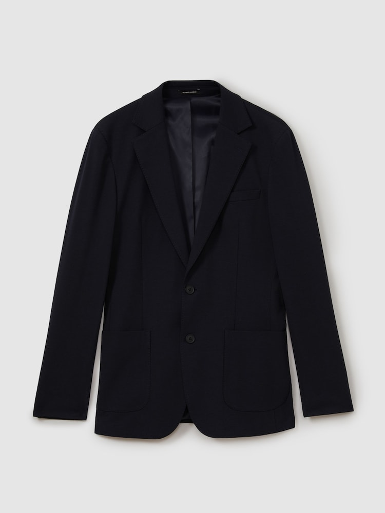 Reiss Navy Trial Single Breasted Jersey Suit Blazer - Image 2 of 6