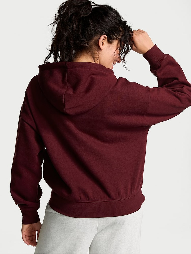 Victoria's Secret PINK Purple Rose Zip Up Fleece Hoodie - Image 2 of 3 Victoria's Secret PINK Purple Rose Zip Up Fleece Hoodie - Image 2 of 3
