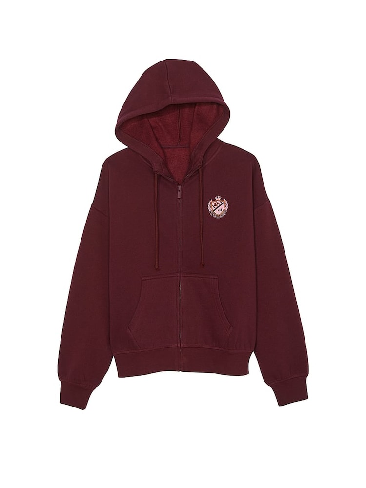 Victoria's Secret PINK Purple Rose Zip Up Fleece Hoodie - Image 3 of 3