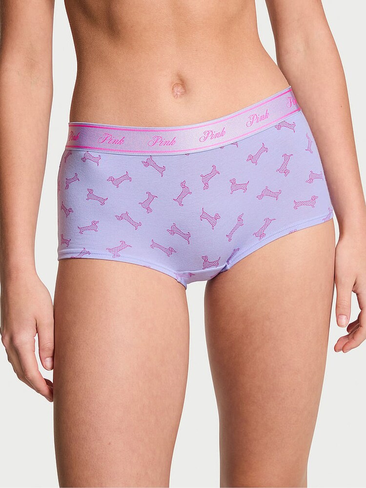 Victoria's Secret PINK Purple Cloud Dogs Short Cotton Logo Knickers - Image 1 of 3