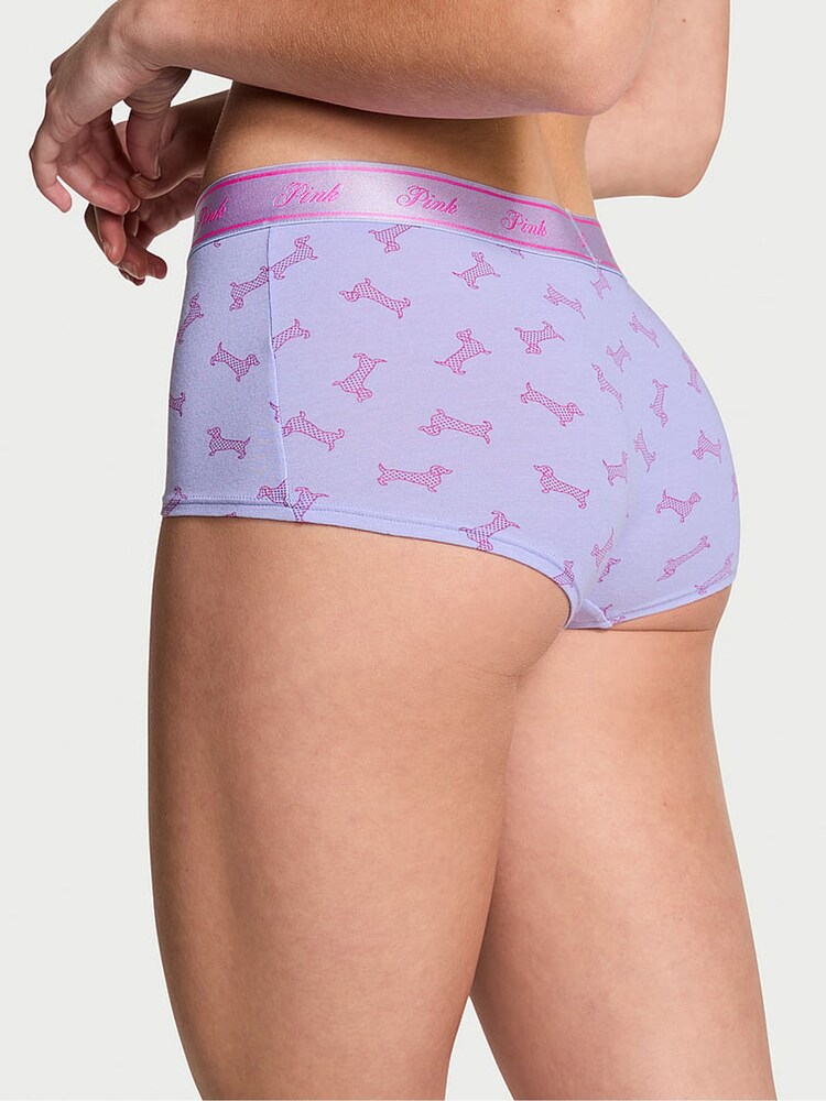 Victoria's Secret PINK Purple Cloud Dogs Short Cotton Logo Knickers - Image 2 of 3
