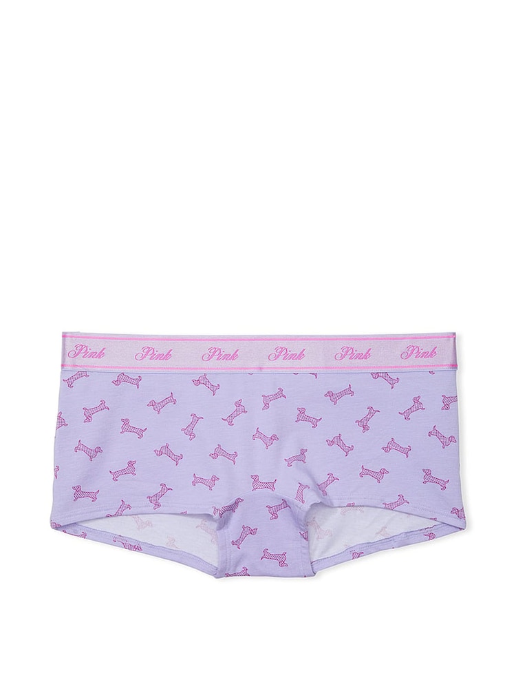 Victoria's Secret PINK Purple Cloud Dogs Short Cotton Logo Knickers - Image 3 of 3