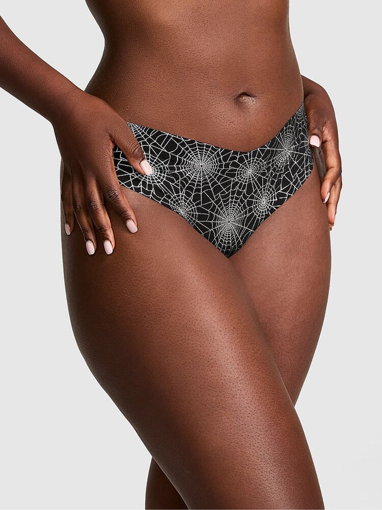 Victoria's Secret PINK Black Spiderweb Thong No Show Knickers - Image 1 of 3