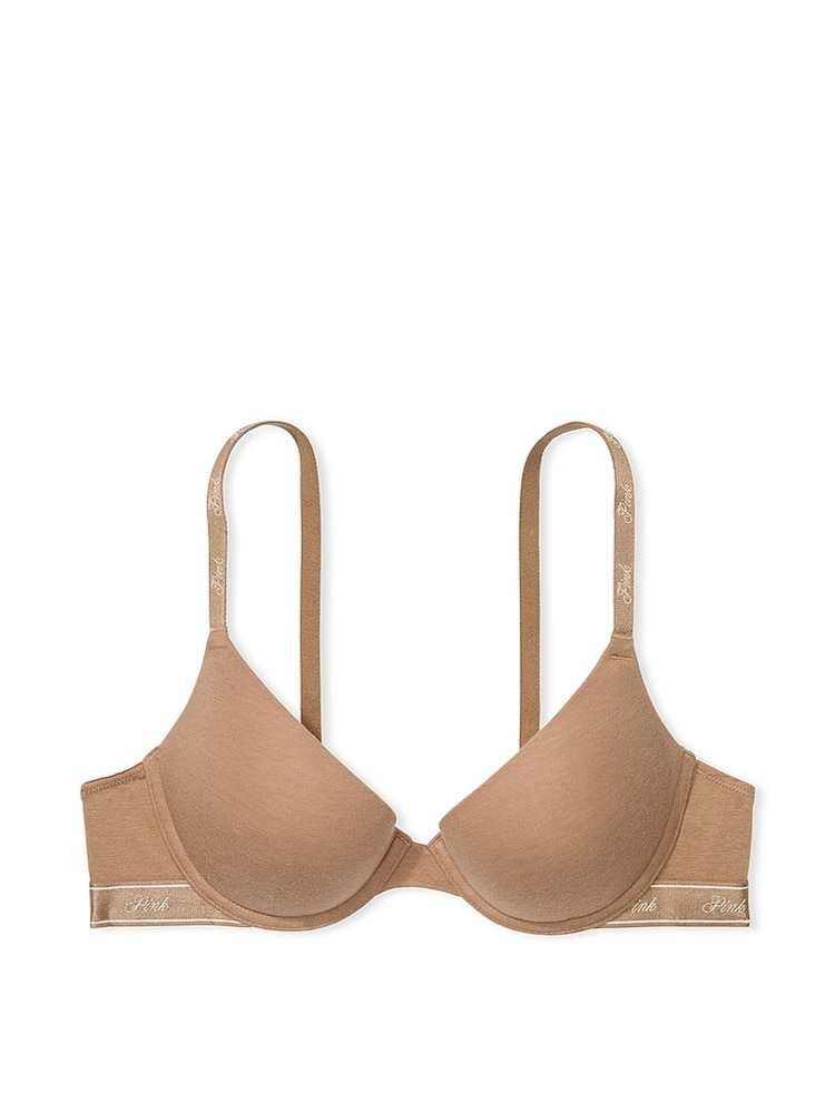 Victoria's Secret PINK Brown Latte Push Up Cotton Logo Bra - Image 3 of 3