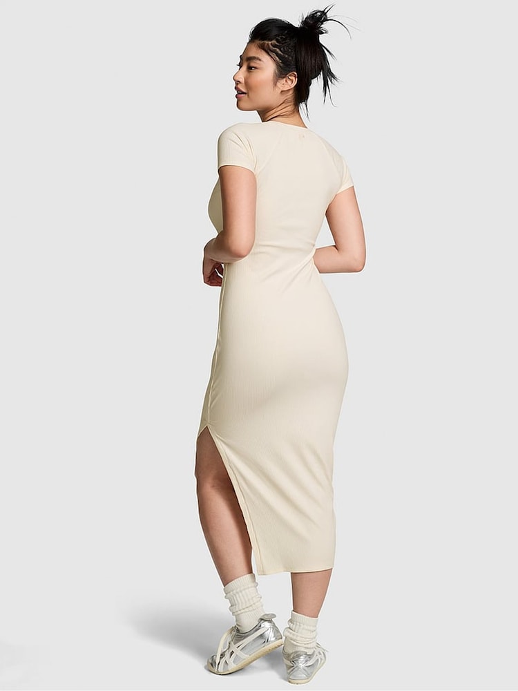 Victoria's Secret PINK White Shell Short Sleeve Midi Dress - Image 2 of 3 Victoria's Secret PINK White Shell Short Sleeve Midi Dress - Image 2 of 3