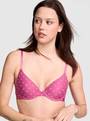 Victoria's Secret PINK Pink Cherry Lightly Lined Demi Cotton Logo Bra - Image 1 of 3