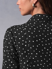 Monochrome Polka Dot Tie Bow Long Sleeve Mini Dress - Image 6 of 8