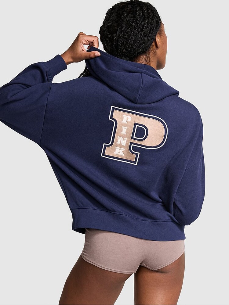Victoria's Secret PINK Midnight Navy Blue Zip Up Fleece Hoodie - Image 2 of 3