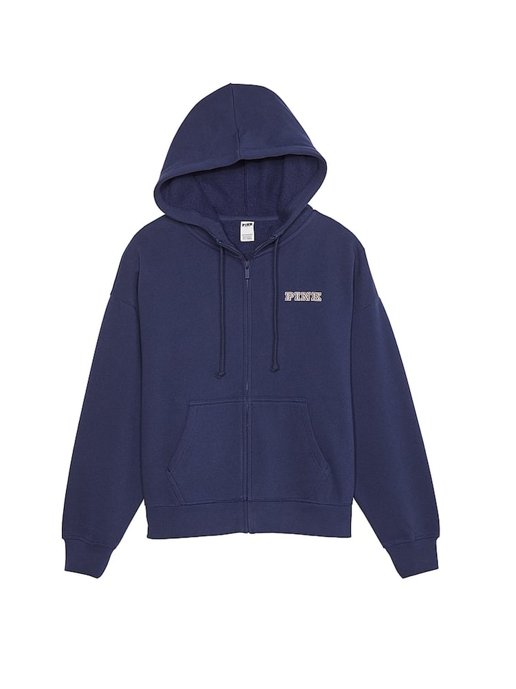 Victoria's Secret PINK Midnight Navy Blue Zip Up Fleece Hoodie - Image 3 of 3