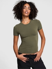 Victoria's Secret PINK Olive Green Cotton T-Shirt - Image 1 of 3