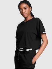 Zwart - Victoria's Secret PINK - Oversized cropped T-shirt met korte mouwen - Image 1 of 3