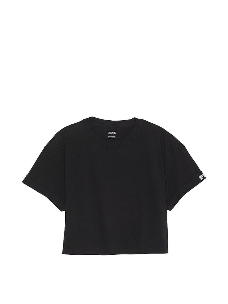 Zwart - Victoria's Secret PINK - Oversized cropped T-shirt met korte mouwen - Image 3 of 3