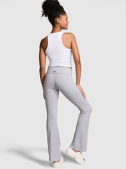 Victoria's Secret PINK Heather Charcoal Grey Diamante Cotton Foldover Flare Leggings - Image 2 of 3