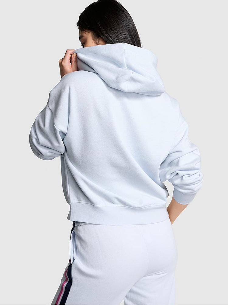 Victoria's Secret PINK Hydrangea Blue Zip Up Fleece Hoodie - Image 2 of 3