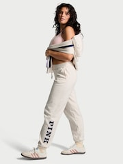 Victoria's Secret PINK Heather Oatmeal Beige Cuffed Fleece Jogger - Image 1 of 4