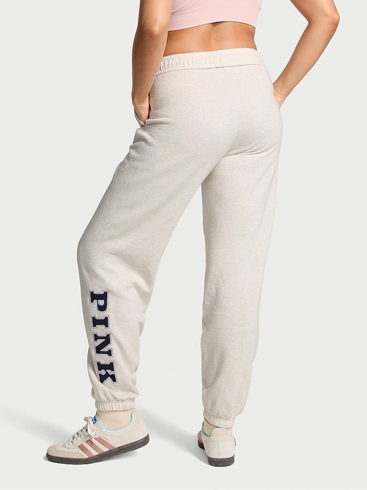 Victoria's Secret PINK Heather Oatmeal Beige Cuffed Fleece Jogger - Image 2 of 4
