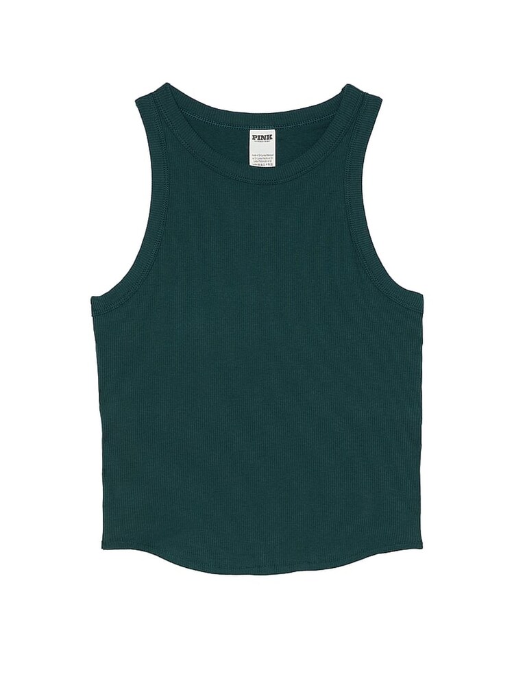 Victoria's Secret PINK Deep Forest Green High Neck Shrunken Rib Tank Top - Image 2 of 2 Victoria's Secret PINK Deep Forest Green High Neck Shrunken Rib Tank Top - Image 2 of 2