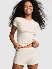 Victoria's Secret PINK White Shell Cotton Pyjama Shorts - Image 1 of 3